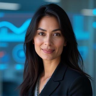 Portrait of Anya Sharma, Head of Data Science.